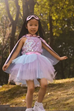 Great Pretenders Metallic Pink/Light Blue Super Duper Tutú, capa y máscara · 4-6 años