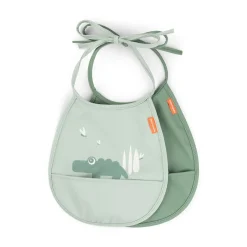 Done by Deer Pack de 2 baberos mini con bolsillo Croco Green · Sale