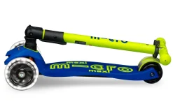 Micro Patinete Maxi Deluxe Plegable Neón LED · Azul/Amarillo Sale