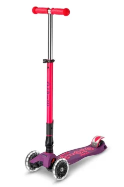 Micro Patinete Maxi Deluxe Plegable Neón LED · Lila/Rosa Hot