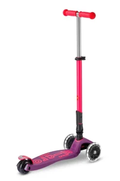 Micro Patinete Maxi Deluxe Plegable Neón LED · Lila/Rosa Hot