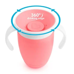 Munchkin Vaso Antiderrame con Asa y Tapa - Miracle 360º Rosa Pastel · Clearance