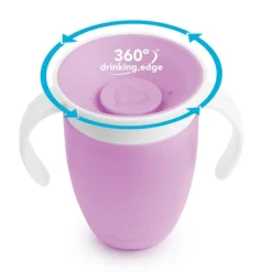 Munchkin Vaso Antiderrame con Asa y Tapa - Miracle 360º Lila · Sale